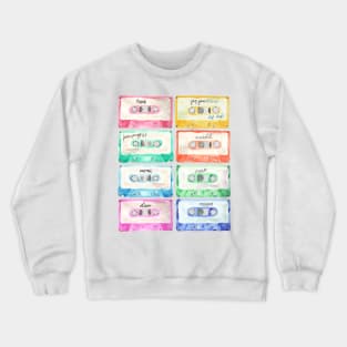 Colorful cassettes watercolors composition Crewneck Sweatshirt